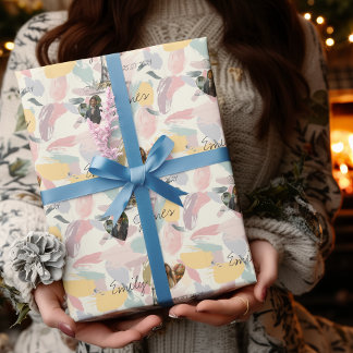 Personalised Parisian Romance with photos & names Wrapping Paper