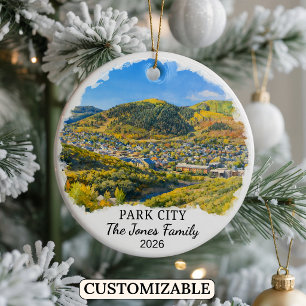 Personalised Park City Ornament, Custom Utah Ceram Ceramic Tree Decoration