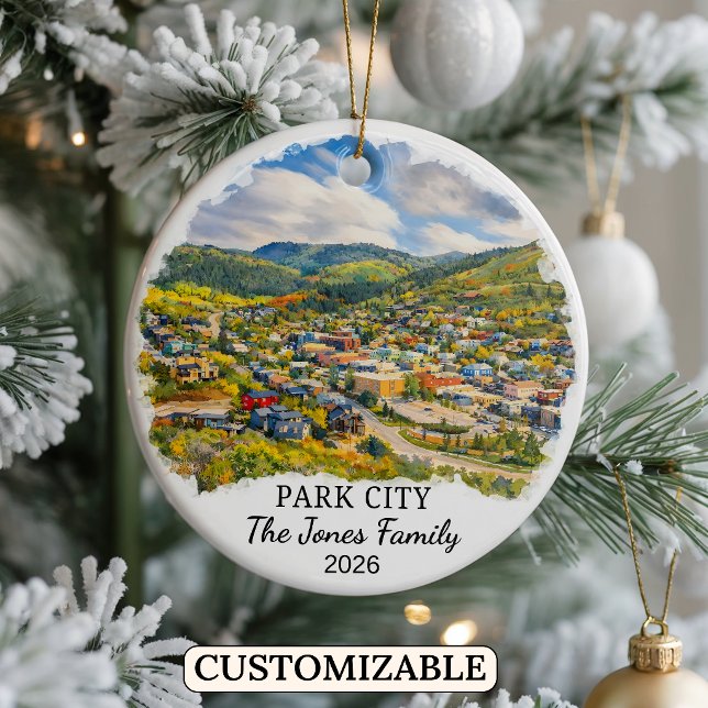Personalised Park City Ornament, Custom Utah Ceramic Tree Decoration (Creator Uploaded)