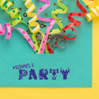 Personalised Party Animal Invitation Rubber Stamp