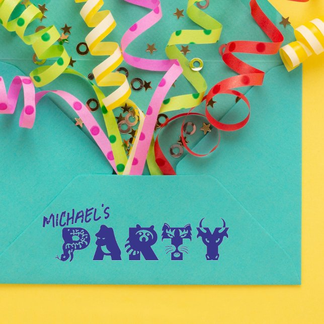 Personalised Party Animal Invitation Rubber Stamp (Creator Uploaded)