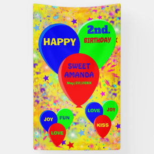 Personalised party banner colourful balloons