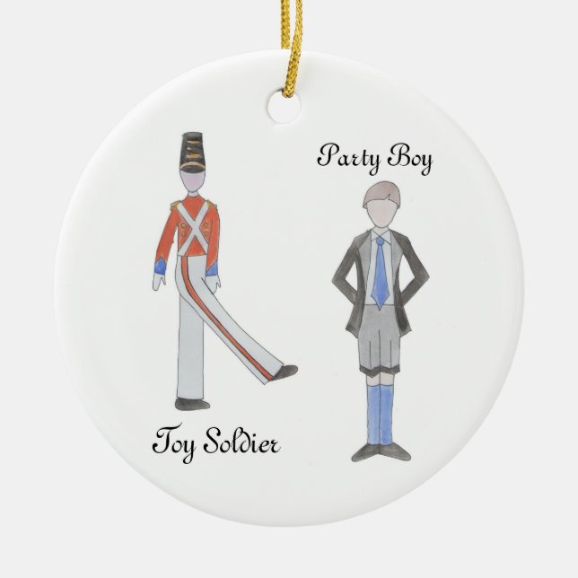 Personalised Party Boy/Toy Soldier Nutcracker  Ceramic Tree Decoration (Front)