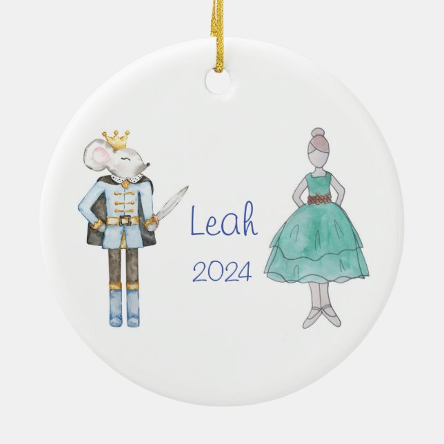 Personalised Party GirlMouse King Nutcracker  Ceramic Tree Decoration (Back)
