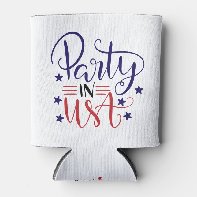 Personalised Party In The USA Design Can Cooler (Front)