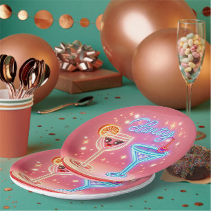 Personalised Party Time Neon Invitation Paper Plate