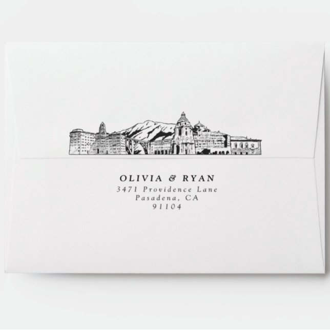 Personalised Pasadena Skyline Sketch Envelope (Personalized Pasadena Skyline Sketch Envelope)