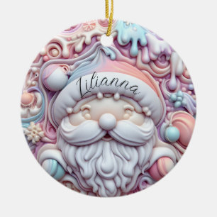 personalised pastel 3d santa clause ceramic tree decoration