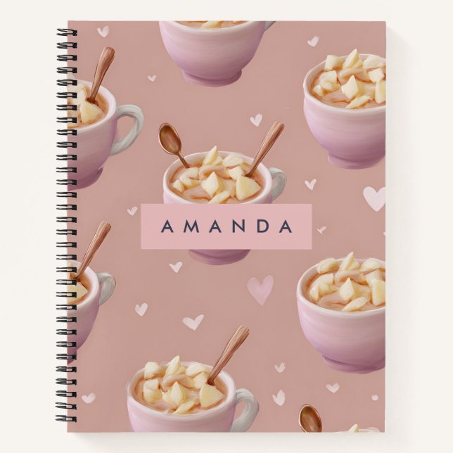 Personalised Pastel Apple Cinnamon Tea Pattern  Notebook (Front)
