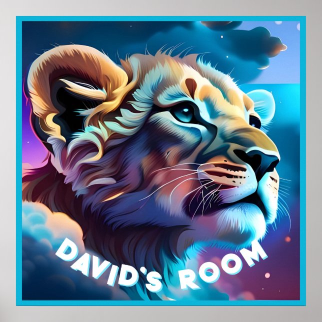 Personalised Pastel Baby Lion Wall Art (Front)