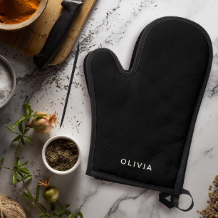 Personalised Pastel Black  Oven Mitt & Pot Holder Set