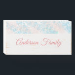 Personalised Pastel Blue and Pink Wooden Box Sign<br><div class="desc">Accent your home or office with a personalised wooden box sign painted with pastel blue and pink line stroke. Perfect also as a Christmas,  year-end,  birthday or new home gift for boss,  colleagues,  family and friends.</div>