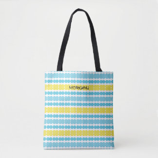 Personalised Pastel Blue and Yellow Stripes Tote Bag