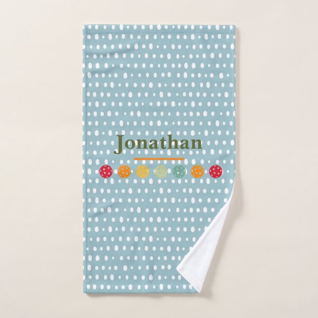 Personalised Pastel Blue Pattern Pickle Ball  Hand Towel (Hand Towel)