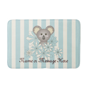 Personalised Pastel Blue Stripe Baby Koala Kids Bath Mat