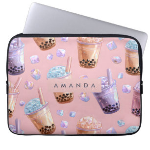 Personalised Pastel Boba Tea Dream Aesthetic Laptop Sleeve