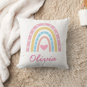 Personalised Pastel boho rainbow Name Nursery  Cushion