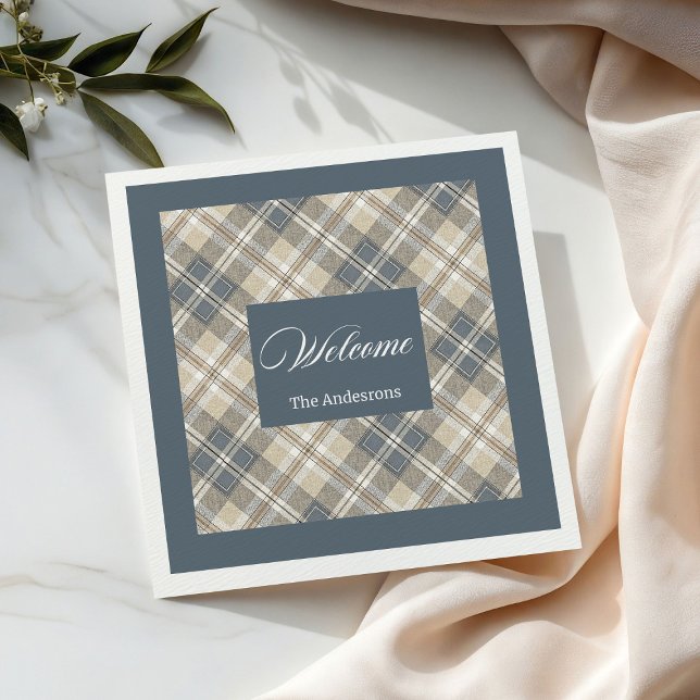Personalised Pastel Brown Blue Napkins Classic (Personalized Pastel Brown Blue Napkins Classic)