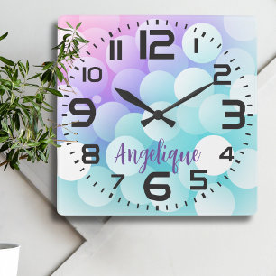 Personalised Pastel Bubbles Wall Clock