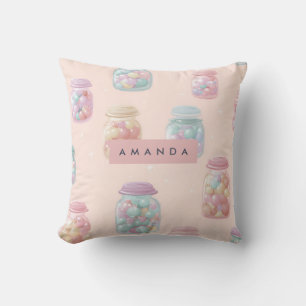 Personalised Pastel Candy Jar Pattern Cushion