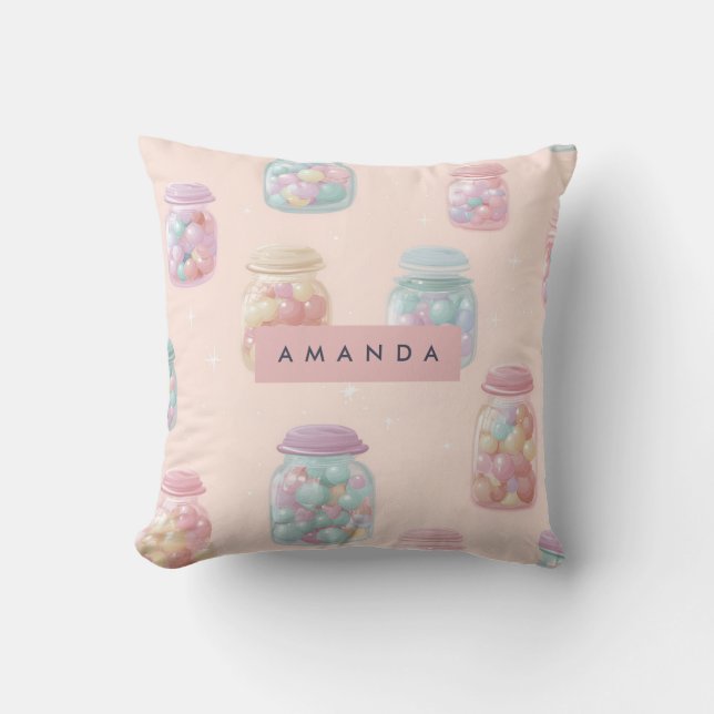 Personalised Pastel Candy Jar Pattern Cushion (Front)