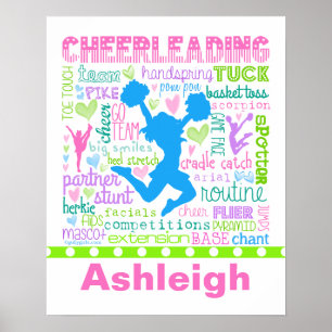 Personalised Pastel Cheerleading Words Typography Poster