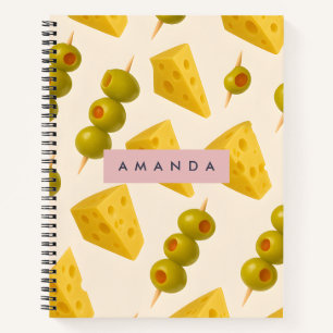 Personalised Pastel Cheese and Olive Pattern Notebook