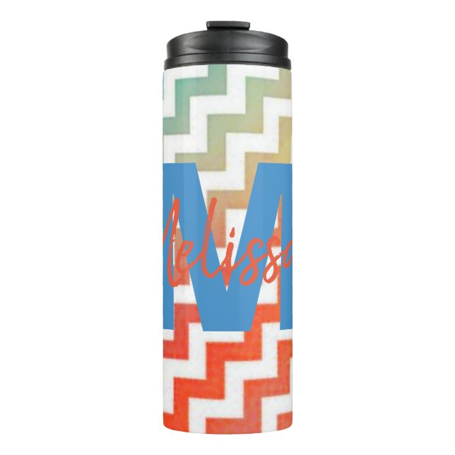 Personalised Pastel chevron Thermal Tumbler (Front)