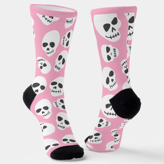 Personalised Pastel Colour Skull pattern  Socks (Angled)