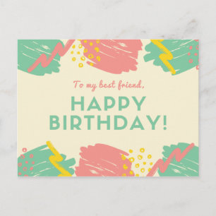 Personalised - Pastel Colourful Brush Strokes Postcard