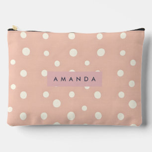 Personalised Pastel Cream Dots on Blush Accessory Pouch
