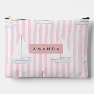 Personalised Pastel Cute Boat Pattern Accessory Pouch
