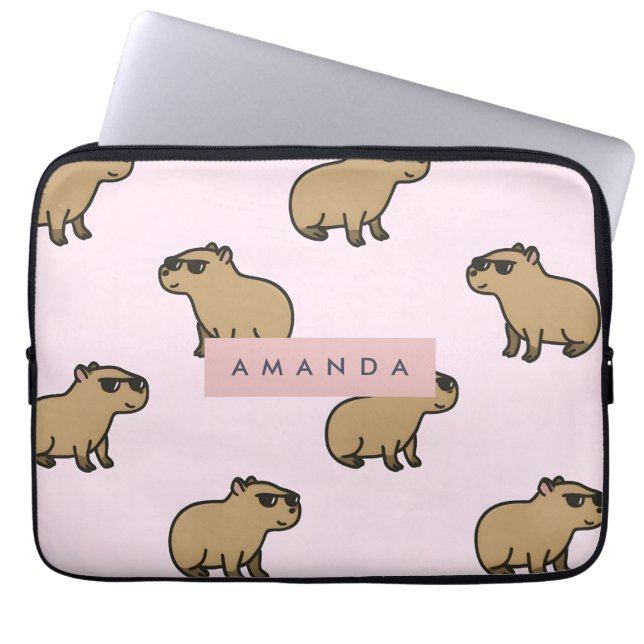 Personalised Pastel Cute Dog Pattern Laptop Sleeve (Front)
