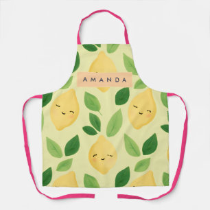 Personalised Pastel Cute Smiling Lemon Pattern  Apron