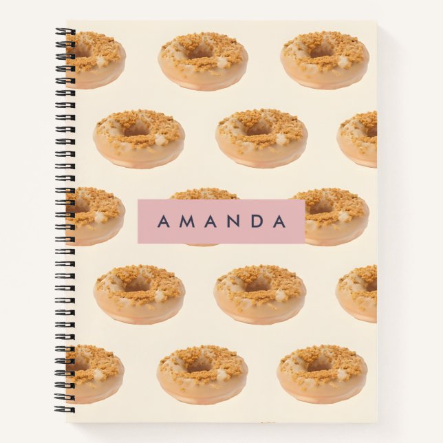 Personalised Pastel Doughnut Sprinkle Pattern Notebook (Front)