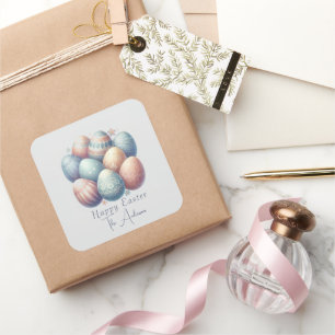 Personalised Pastel Easter Egg Square Stickers