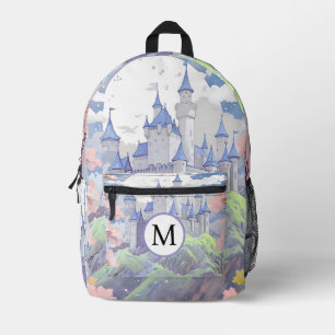 Personalised Pastel Fairytale Castle Watercolor  Printed Backpack