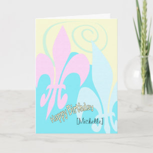 Personalised Pastel Fleur de Lis Art Birthday Card