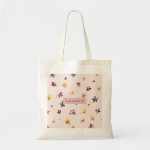 Personalised Pastel Floral Design in Soft Colours Tote Bag