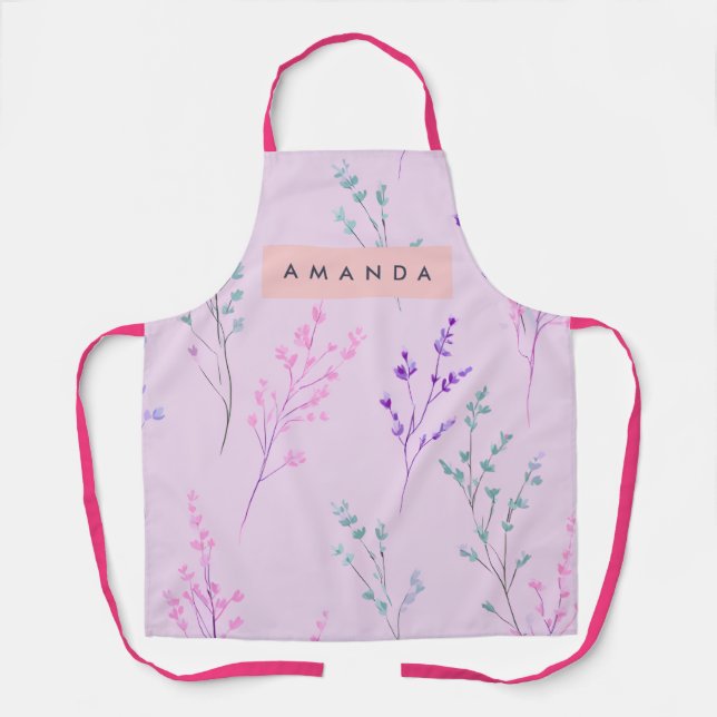 Personalised Pastel Floral, Elegant  Apron (Front)