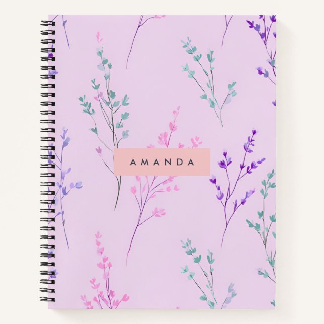 Personalised Pastel Floral, Elegant  Notebook (Front)