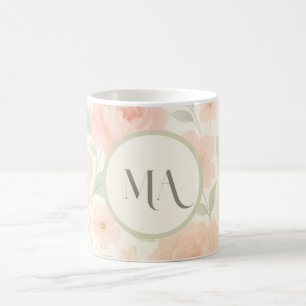 Personalised Pastel Floral Mug with Monogram