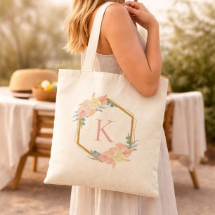 Personalised Pastel Floral Wreath Bridesmaid Tote Bag
