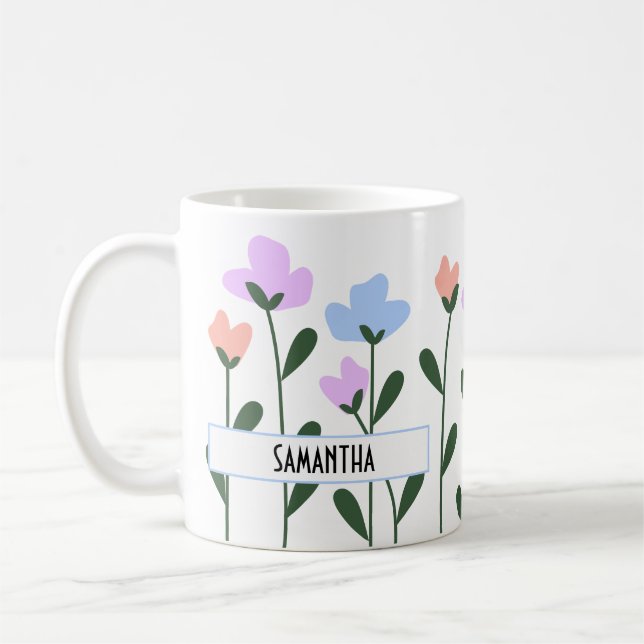 personalised pastel flowers coffee mug (Left)
