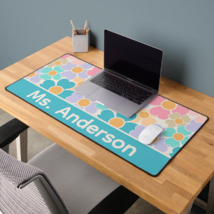 Personalised Pastel Flowers Desk Mat