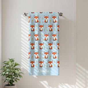 Personalised Pastel Fox Kids Bath Towel