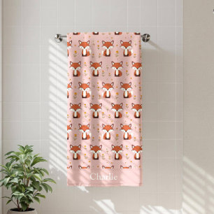 Personalised Pastel Fox Kids Beach Towel