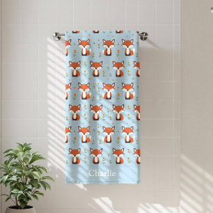 Personalised Pastel Fox Kids Beach Towel
