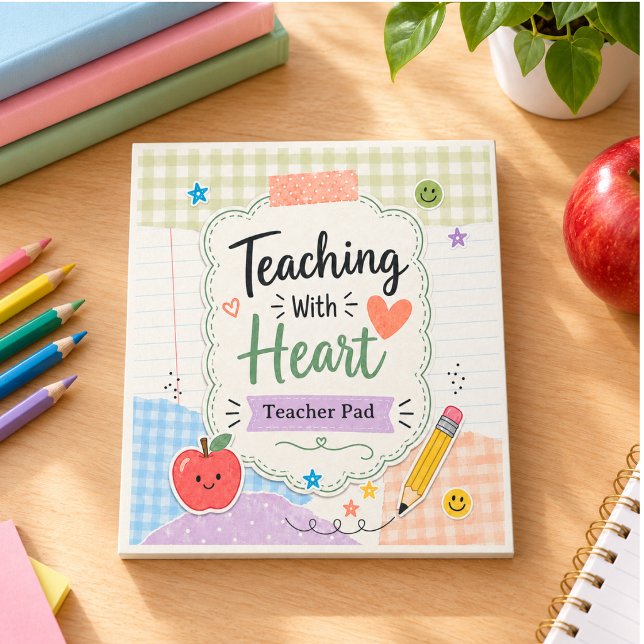 Personalised Pastel Gingham Teaching With Heart  Notepad (Personalized Pastel Gingham Teaching With Heart Notepad)
