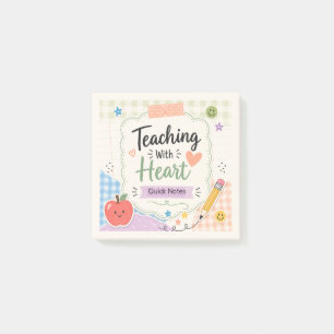 Personalised Pastel Gingham Teaching With Heart  Post-it Notes